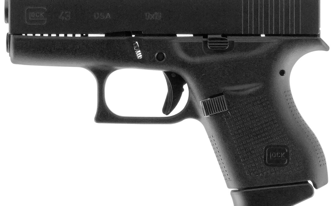 GLOCK G43 Subcompact 9mm Luger 3.41″ 6+1 Black Polymer Frame Black Steel Slide Black Polymer Grip